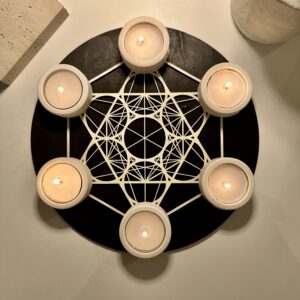 Portacandele con cubo di Metatron